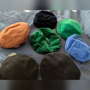 7 Vintage Hats -- Velvet And Felt